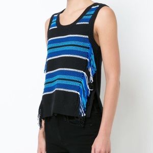 Derek Lam 10 Crosby -Sleeveless Knit Top W/ Fringe
